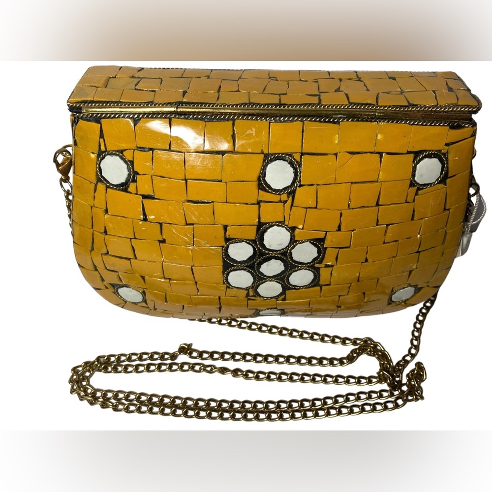 Antik Kraft Mosaic Pattern Yellow and Gold Women's Bag - Picture 12 of 13